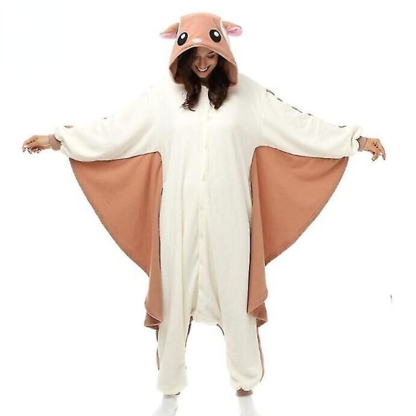 Eläin Aikuisten Kigurumi Lentävä orava Onesies Juhla Halloween meille Pyjamat Cosplay Chipmuck Asuja Yövaatteet Jumpsuit - M