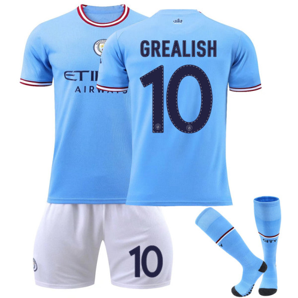 22/23 Manchester City Hjem Treningssett for fotballskjorter for barn GREALISH 10 Kids 20(110-120CM)