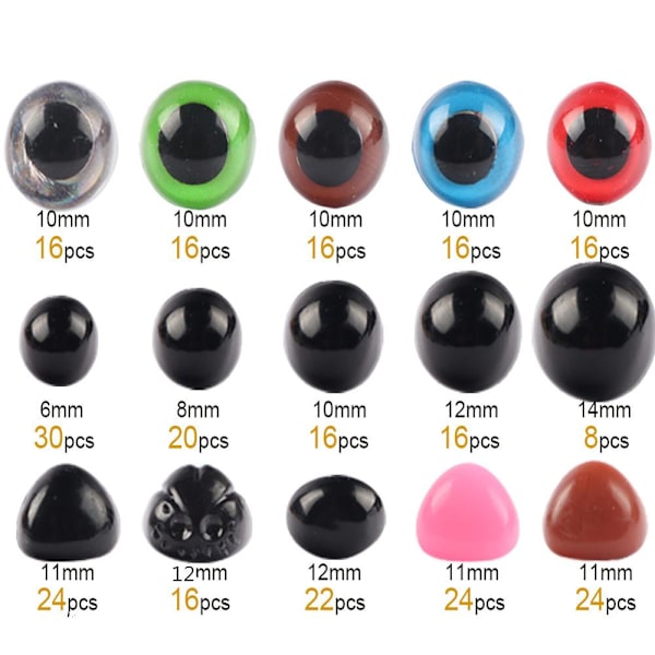 550 kpl turvasilmät silmät ja nenät, täytetyt lelueläin nukke multicolor