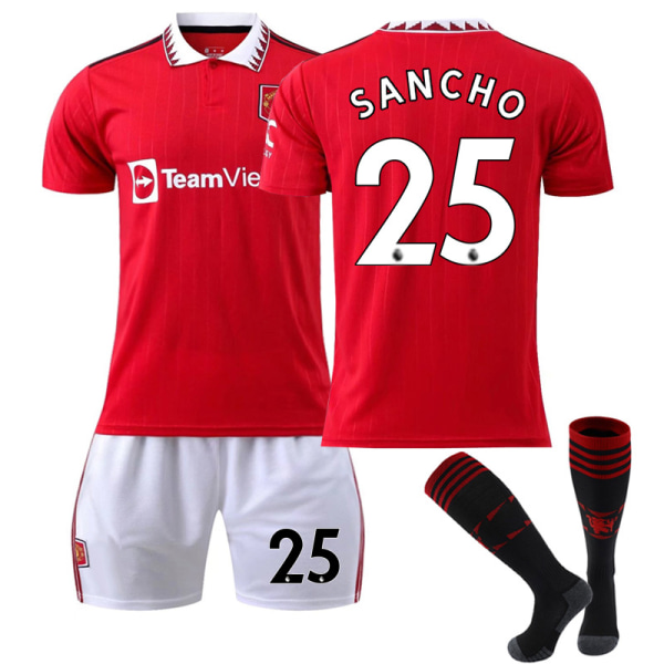 2022/23 Manchester United Hemma Fotbollströja för barn V7 SANCHO 25 Kids 24(130-140CM)