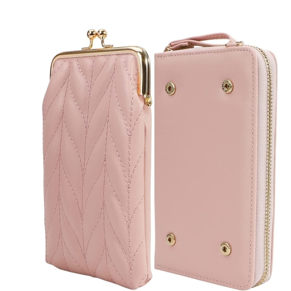 Dame skulderveske Mobiltelefon lommebok 6,3 tommer pink