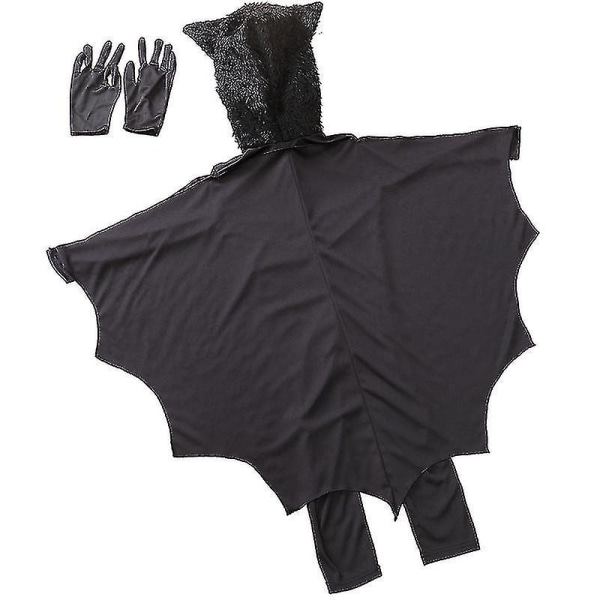 Barnas sort flaggermus-kostyme Halloween M