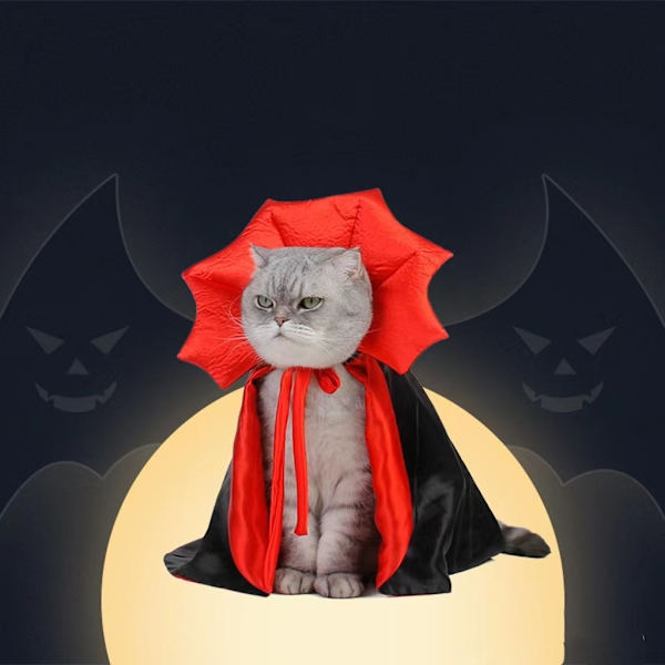 Pet Halloween kostym Söt Cosplay Cape Vampire Cat Dog Cape W black+red One size