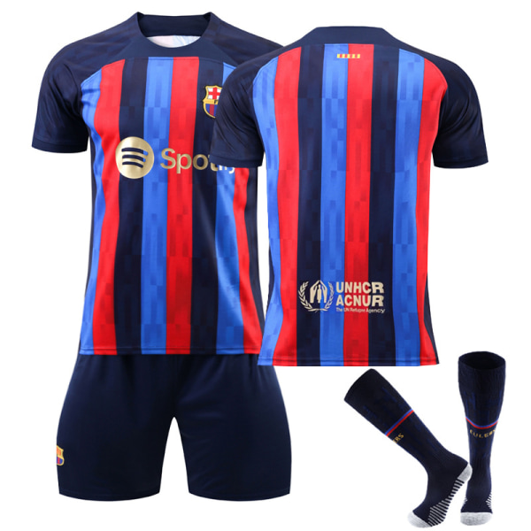 FC Barcelona Hemmamatchtröja 2022/2023 Fotbollströja 3-delat kit för barn Vuxna 28(150-160CM)