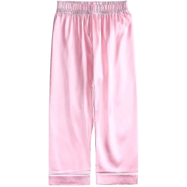 Satin Pyjamas Set for barn: Nattøy med knappar og shorts Pink Suit for height 140 to 150cm