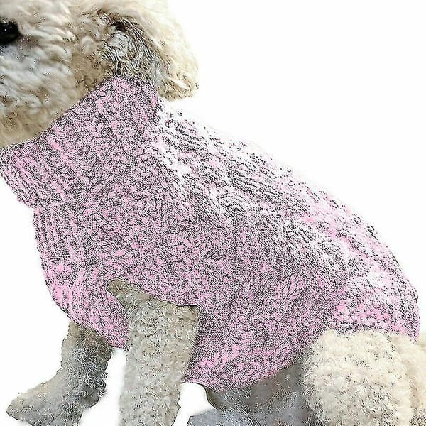 Husdjur Hund Varm Tröja Kläder Valp Katt Solid Stickat Stickad Apparel-26 Pink XL