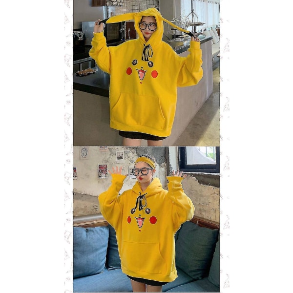 Elf Pikachu Sweatshirt Hoodie Takki Löysä H yellow xxl