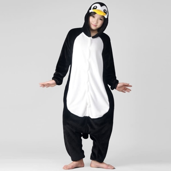 Fancy Cosplay Kostym Onesie Pyjamas Vuxen Nattkläder Pingvin M XL