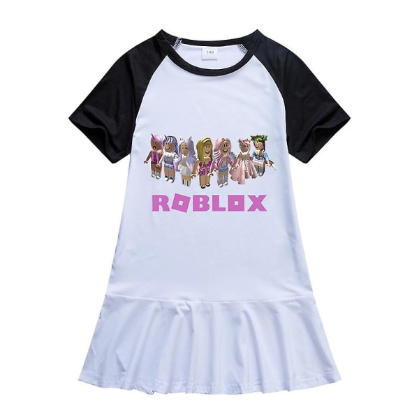 Roblox Barn Sommarklänningar För Flickor Kjol Baby Flickor Kortärmad Fest Prinsessklänning Födelsedagsfest Present Barnkläder W 130 Black