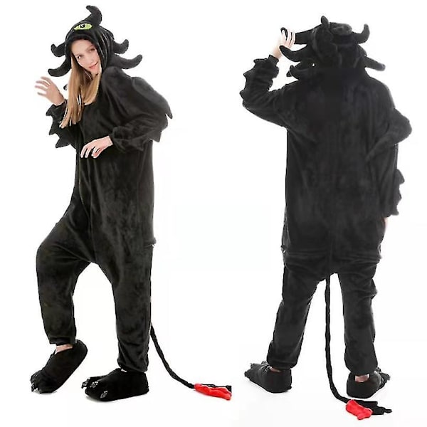 Kuinka kouluttaa lohikäärmeesi Anime-pyjama Koralli sametti Yksi kappale pariskunnille Kotiasu Performance-asu W black S