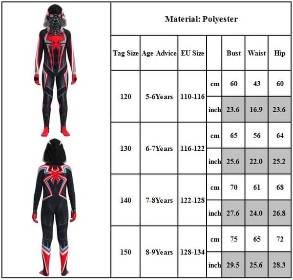 Halloween Spiderman Cosplay -asu lapsille 120cm