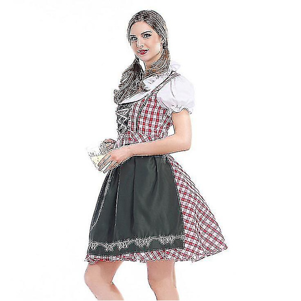Kvinder Traditionel Oktoberfest-kjole tysk øl Wench Dirndl-kjole med forklæde Kostume Festkjole Xs-6xl Plus ize_b S