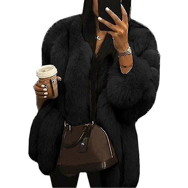 Miman Kvinnor Teddy Bear Faux Fur Coat Jacka Oversized Ytterkläder W Black 4XL