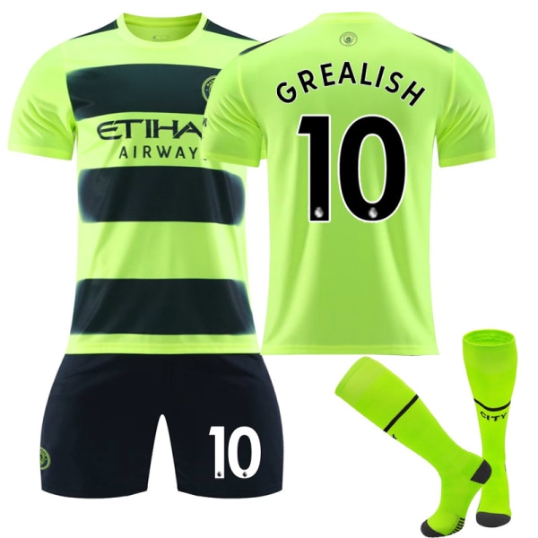 22/23 Manchester City Udebane fodboldtrøje til børn Træningsdragter Z GREALISH 10 Kids 18(100-110CM)