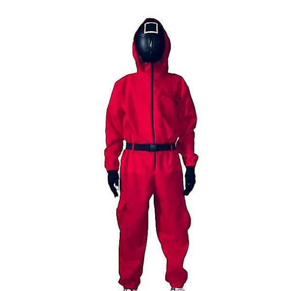 Vuxen Halloween Squid Game Jumpsuit Kostym Set-1 W square XL185-195cm