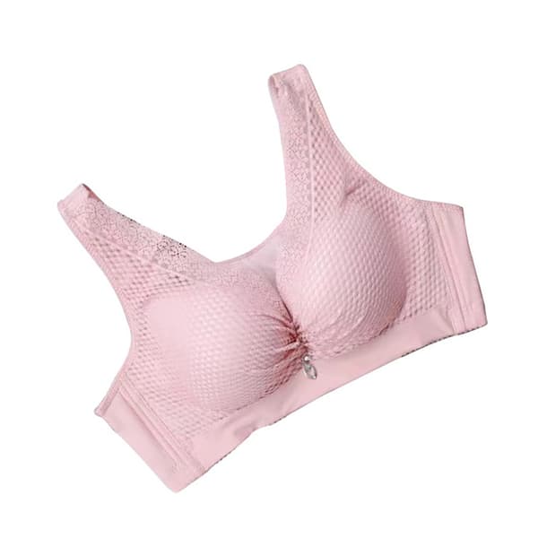 Trådløs BH Dame Pustende Push Up Bralette Jente Blonder Mesh Rosa Pink 36/80
