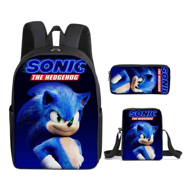 Ny Sonic barneskoleveske animert 3d-printed ryggsekk Sonic barnes ryggsekk i tre sett Y #29