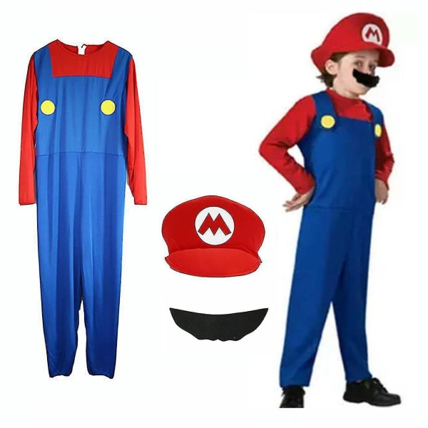 Super Mario Brosin unisex aikuisten ja lasten cosplay-fancy mekko -asu Boy Mario L