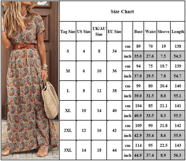 Dammode Casual LÃ¶sbÃ¤lte Boho V-ringad blommig axiklÃ¤nning brown M