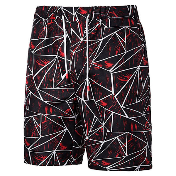Menn sommer tidevanns casual sport fempunktsbukser mote strandbukse W Wine red 4XL