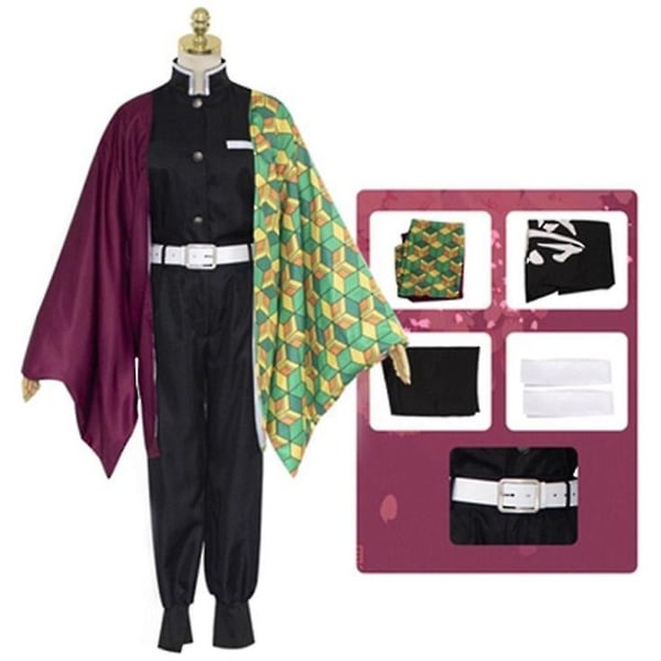 Demon Slayer Anime Cosplay Kostyme Outfit Set Kamado Nezuko for barn Tomioka Giyuu 9-10 Years