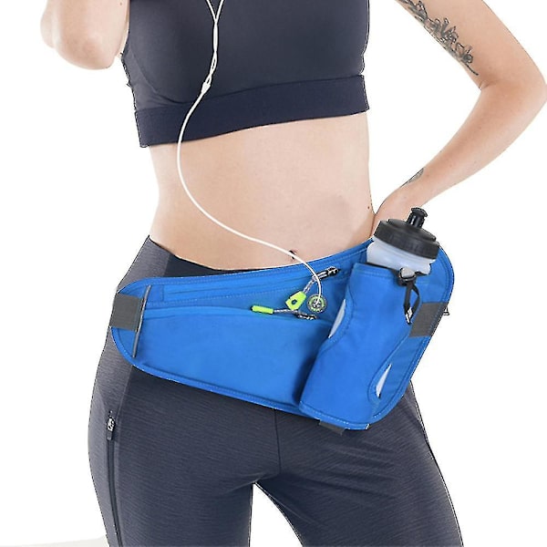 Löparbälte Sport Midjepaket Med Vattenflaskhållare Fanny Pack Blue