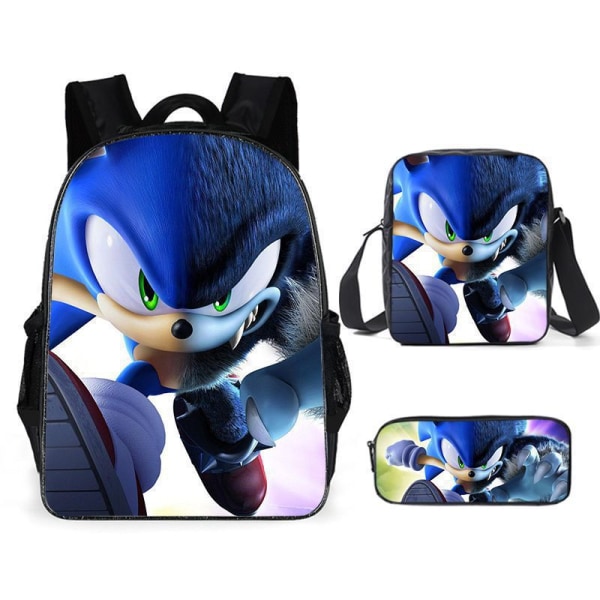 Uusi Sonic-lasten koululaukku animoitu 3d-tulostettu reppu Sonic-lasten reppu kolmiosaisena settinä Y #8