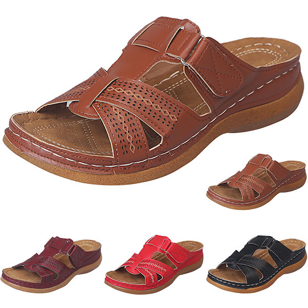 Ortopediske sandaler for kvinner Behagelige sklisikre flate sko . Brown 36