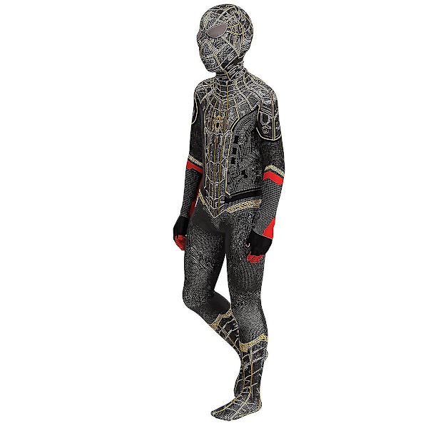 Spider-man Blackgold Kostym Cosplay Kostym Fest Jumpsuit Monterade Barnkläder Spiderman Ansiktsmålning - 120cm