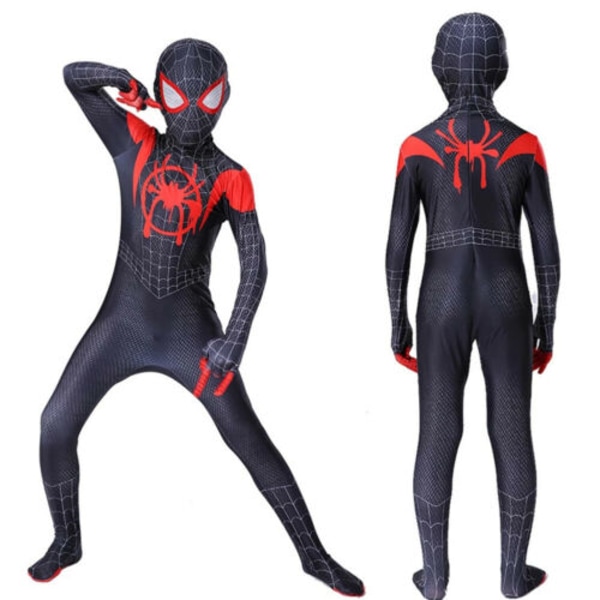 Spider-Man Into the Superhero Kids Miles Morales Cosplay Voksen 150cm H black 110cm