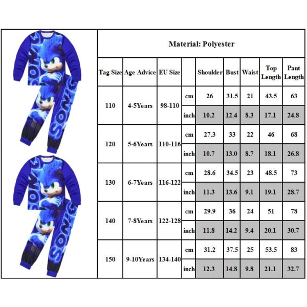 Sonic The Hedgehog Boys Pyjamas 2 Pieces Pjs Set Barn Nattlinne 110cm