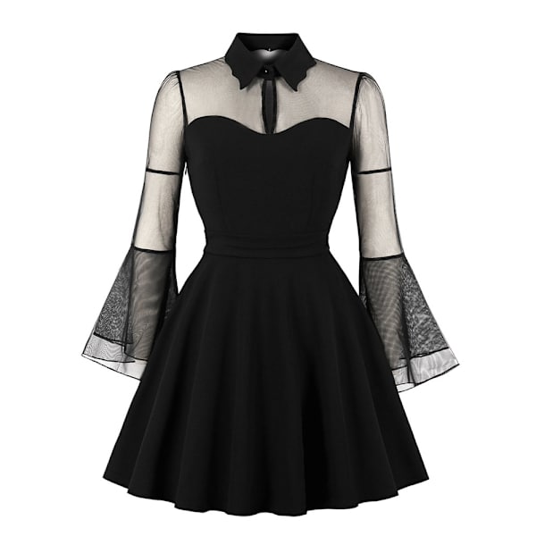 Kvinners Keyhole Mesh Bell Ermet Gothic Cocktail Vintage - L