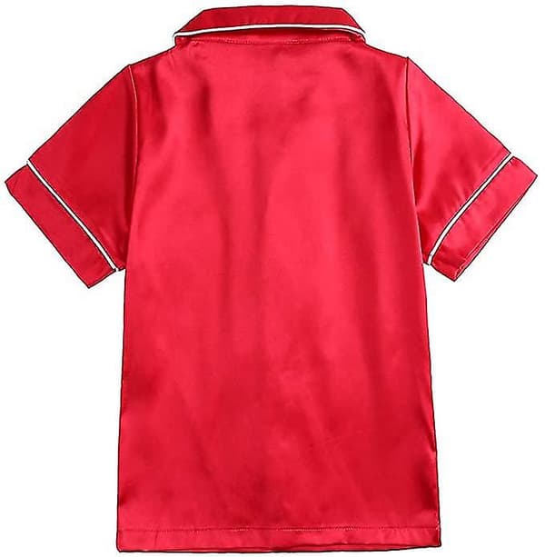 Satin Pyjamas Set för barn: Sovkläder med knappar och shorts Red Suit for height 90 to 100cm