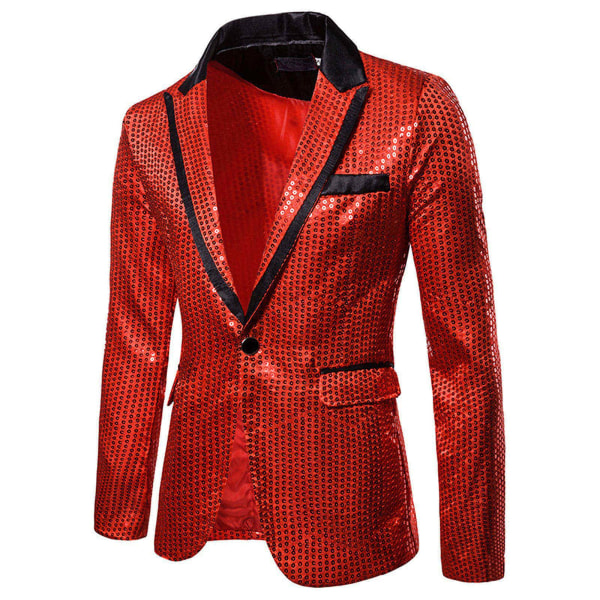 Paljetti Blazer Party Wear Takki Miesten Charm Casual Performance Takki Puku 1 Button Fit Pitkähihainen Takki Takki Yökerho Topit W BU S