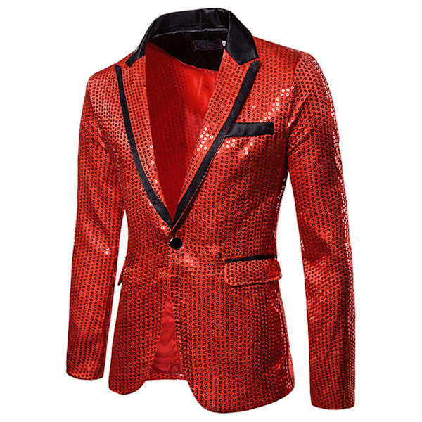Paljettikavajer Festdräkt Kappa Herr Charm Casual Performance Jacka Kostym Enknappspassform Långärmad kappa Jacka Nattklubbstoppar W SL XL