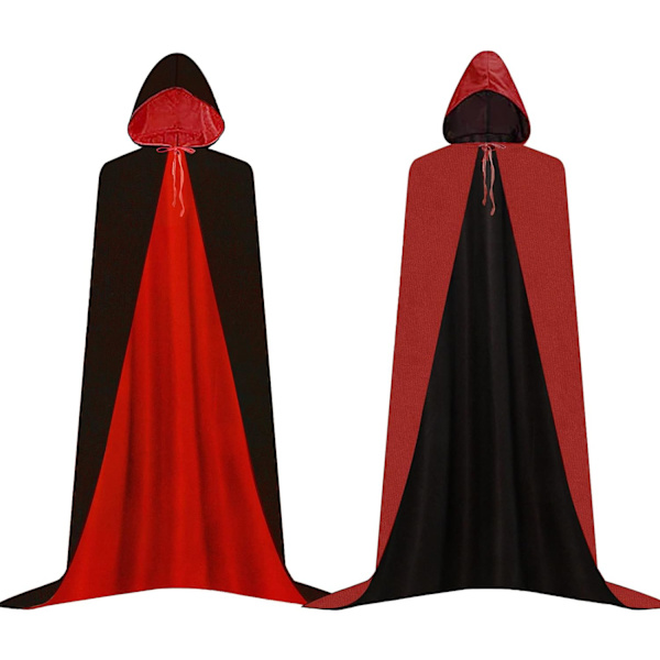 Vampyrmantel Svart Röd Hooded Vändbar Cape