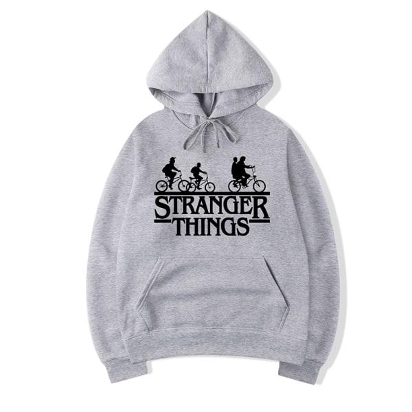 Stranger Things Printed Hoodies Black Belt Sweatshirts Dam - Gray 4XL