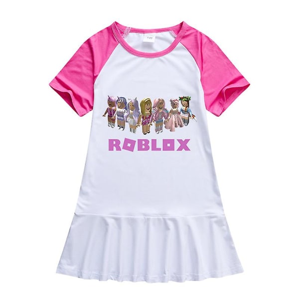 Roblox Barn Sommarklänningar För flickor Kjol Baby Flickor Kortärmad Fest Prinsessklänning Födelsedagsfest Present Barnkläder W 130 Pink