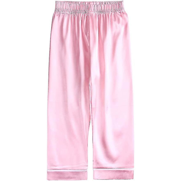 Satin Pyjamas Set för barn: Sovkläder med knappar och shorts Pink Suit for height 120 to 130cm