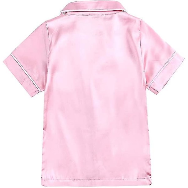 Satin Pyjamas Set för barn: Sovkläder med knappar och shorts Pink Suit for height 70 to 80cm
