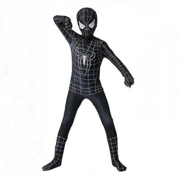 Cross-age Halloween kostym Vuxen Barn Svart Spider-Man Outfit Festdräkt för pojkar_m 120CM