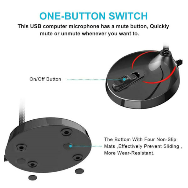 USB Desktop Mikrofon Plug & Play PC Dator Mic för dator -