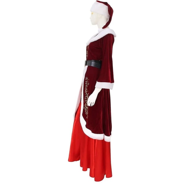 Kvinders Fancy Dress Mother Christmas V-hals Kjole Langærmet Retro Luksus Kostume XL