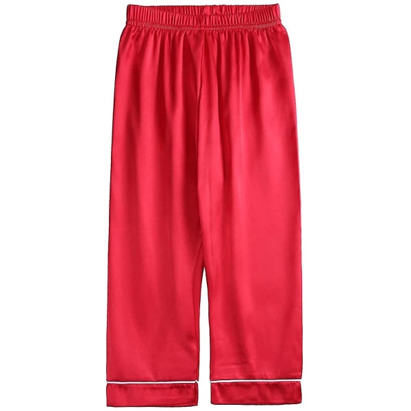 Satin Pyjamas Set för barn: Sovkläder med knappar och shorts Red Suit for height 140 to 150cm