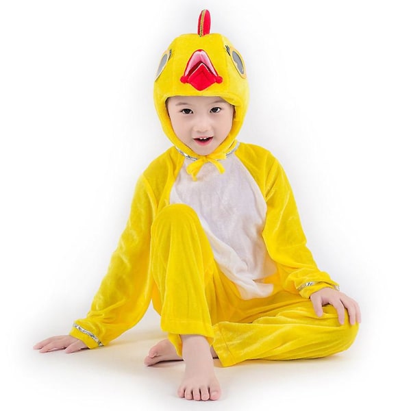 Keltainen Kana Pitkä Cosplay-asu Puku Lavastusvaatteet Lomavaatteet W M (120cm)