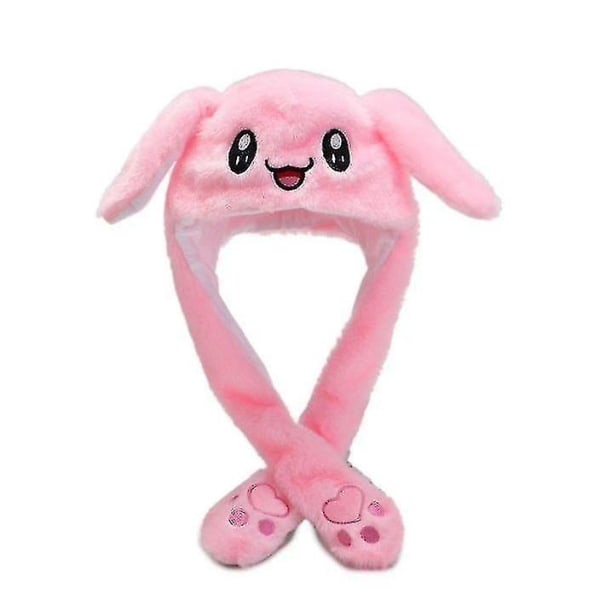 Rabbit Hat Øre Moving Jumping Hat Funny Bunny Plys Hat Cap Pink