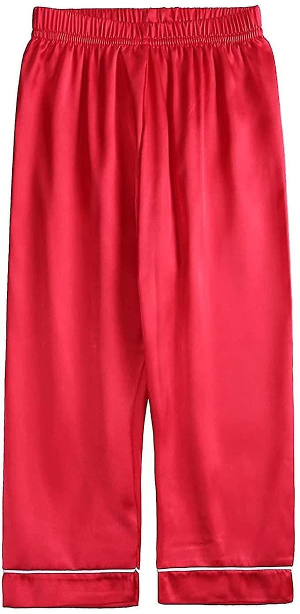 Satin Pyjamas Set för barn: Sovkläder med knappar och shorts Red Suit for height 80 to 90cm