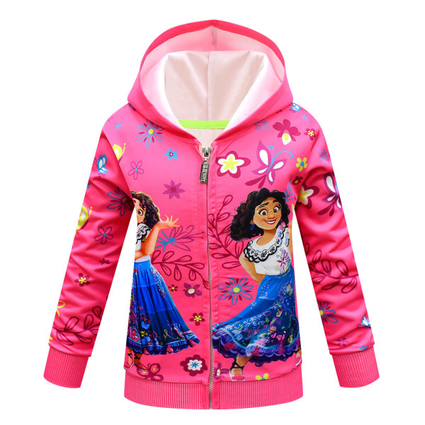 Kids Encanto Long Sleeve Zip Up Graphic Jacket Coat Rose red 140cm