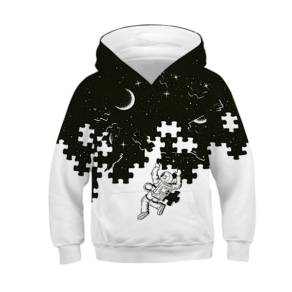 Print huvtröja med casual för barn k Carbon black M