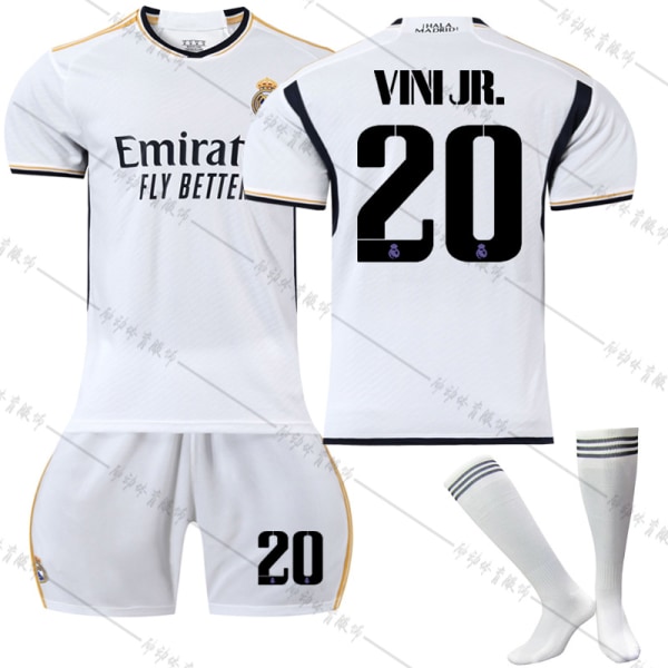 23-24 Real Madrid hjemmefodboldtrøje til børn Vinicius nr. 20 VINI JR W 26